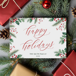 Happy Holidays Modernes botanisches Flora Non-Foto Feiertagskarte