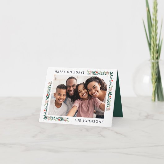 Happy Holidays Modernes botanisches Foliage Foto Karte (Vorderseite)