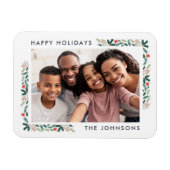 Happy Holidays Modernes botanisches Foliage Foto Magnet (Horizontal)