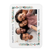 Happy Holidays Modernes botanisches Foliage Foto Magnet (Vertikal)