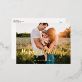 Happy Holidays Modernes Foto Folien Feiertagspostkarte (Vorderseite/Rückseite)