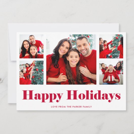 Happy Holidays | Modernes Foto Grid Feiertagskarte (Vorderseite)