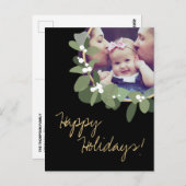 Happy Holidays Modernes Foto schwarz grün Postkarte (Vorne/Hinten)