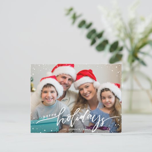 Happy Holidays Modernes FOTO Weihnachtsgrüße Postkarte (Stehend Vorderseite)