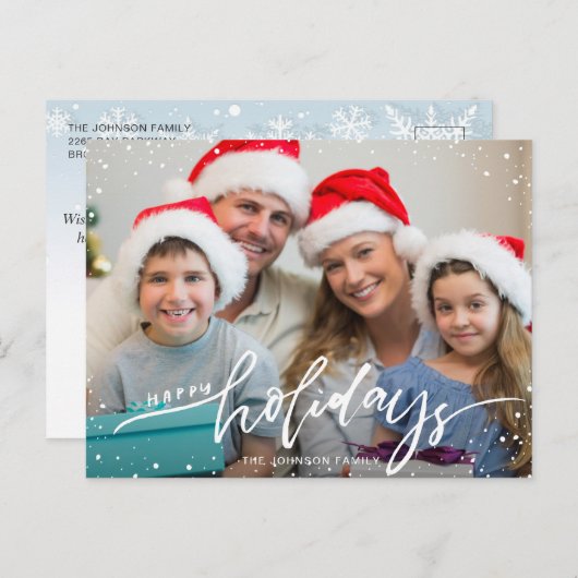 Happy Holidays Modernes FOTO Weihnachtsgrüße Postkarte (Vorne/Hinten)