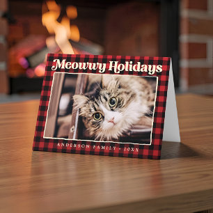 Happy Holidays Modernes Kariertes Funny Funny Pet Feiertagskarte