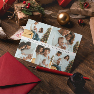 Happy Holidays Modernes Minimales Multi-Foto Grid Feiertagskarte