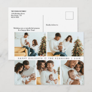 Happy Holidays Modernes Minimales Multi-Foto Grid Feiertagspostkarte