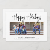 Happy Holidays | Modernes Multi-Foto Feiertagskarte (Vorne/Hinten)