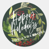 Happy Holidays Modernes, schicke Wasserfarbenfolie Runder Aufkleber (Vorderseite)