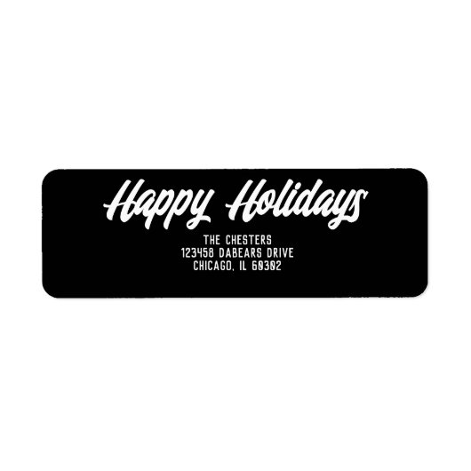 Happy Holidays Modernes Script Classic Black Retur (Vorne)
