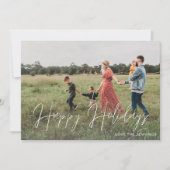 Happy Holidays Modernes Script Foto 2 Karte (Vorderseite)