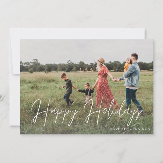 Happy Holidays Modernes Script Foto 2 Karte (Vorderseite)