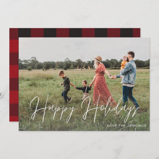 Happy Holidays Modernes Script Foto 2 Karte (Vorne/Hinten)