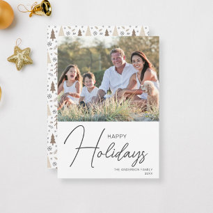 Happy Holidays Modernes Script-Foto Feiertagskarte