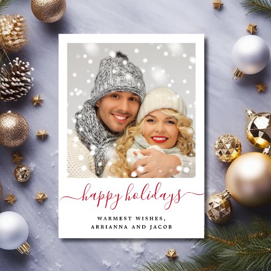 Happy Holidays Modernes Script-Foto Feiertagskarte