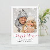 Happy Holidays Modernes Script-Foto Feiertagskarte (Stehend Vorderseite)