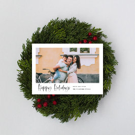Happy Holidays Modernes Script Minimales Foto Feiertagskarte