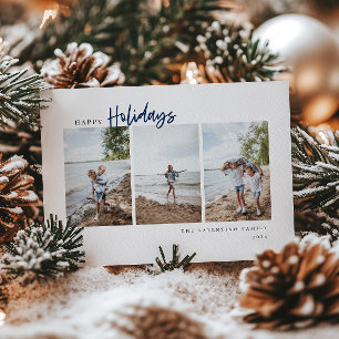 Happy Holidays Modernes Script Minimalistisches Fo Feiertagskarte