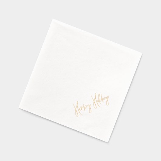 Happy Holidays Modernes Skript Weihnachten Gold Servietten Mit Folie (Links)