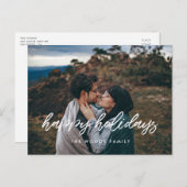 Happy Holidays Modernes typografisches Foto Postkarte (Vorne/Hinten)