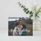 Happy Holidays Modernes typografisches Foto Postkarte (Stehend Vorderseite)