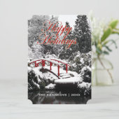 Happy Holidays - Mondbrücke und Teich Feiertagskarte (Stehend Vorderseite)