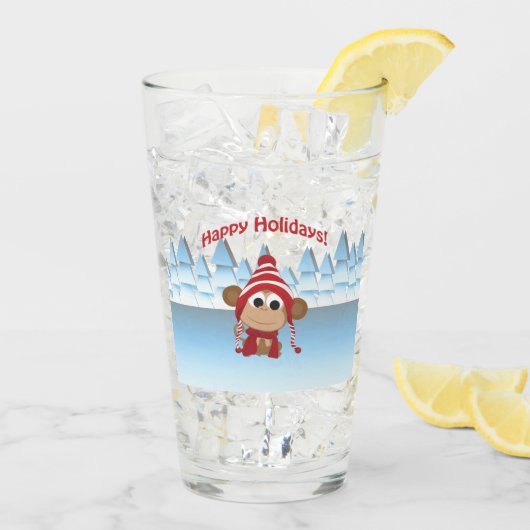 Happy Holidays Monkey Glas (Rückseite Ice)