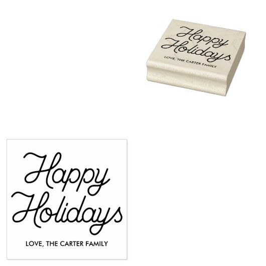 Happy Holidays Monoline Script Rubber Art Briefmar Gummistempel (Stempel)