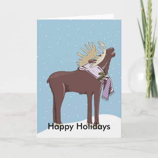 Happy Holidays Moose Feiertagskarte (Vorderseite)