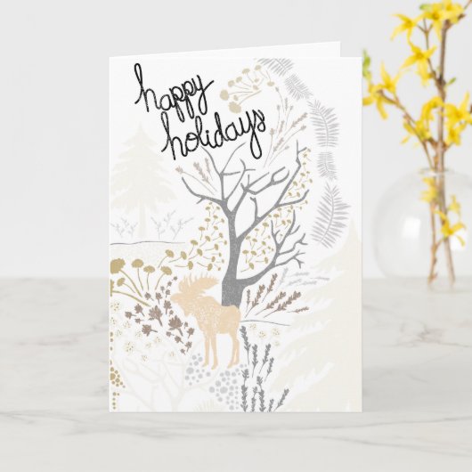 Happy Holidays Moose Holiday Card Karte (Gelbe Blume)