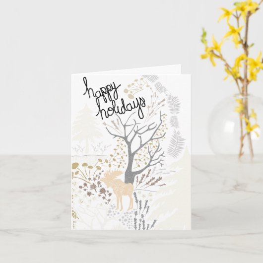 Happy Holidays Moose Holiday Card Karte (Gelbe Blume)