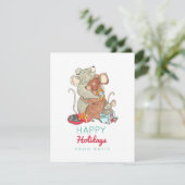 Happy Holidays Mouse Familien Kinder Feiertagskarte (Stehend Vorderseite)
