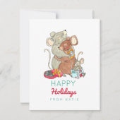Happy Holidays Mouse Familien Kinder Feiertagskarte (Vorderseite)