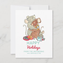 Happy Holidays Mouse Family Feiertagskarte