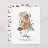 Happy Holidays Mouse Family Feiertagskarte (Vorne/Hinten)