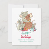 Happy Holidays Mouse Family Foto Feiertagskarte (Vorderseite)