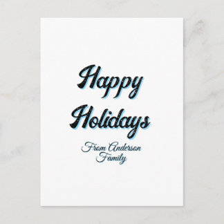 Happy holidays name family gifts stylish retro boh postkarte