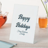 Happy holidays name family gifts stylish retro boh sockelschild (In Situ)