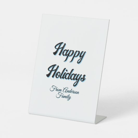 Happy holidays name family gifts stylish retro boh sockelschild (Vorderseite)