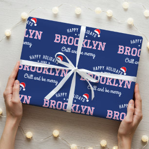 Happy Holidays Name Weihnachten Weihnachtsmannmütz Geschenkpapier