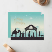 Happy Holidays Nativity Manager Scene Mitteilungskarte (Vorderseite/Rückseite Beispiel)