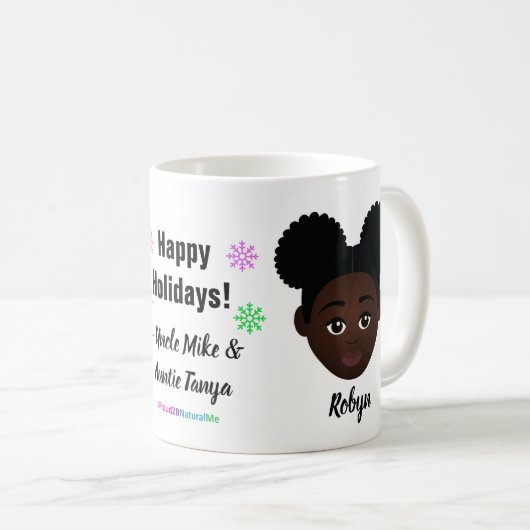 Happy Holidays Natural Hair Coffee Tasse (VorderseiteRechts)