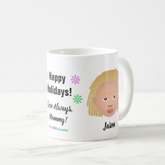 Happy Holidays Natural Hair Coffee Tasse (VorderseiteRechts)