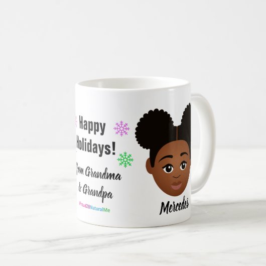 Happy Holidays Natural Hair Coffee Tasse (VorderseiteRechts)