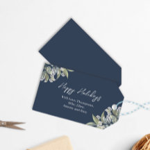 Happy Holidays Navy Blue Floral Custom