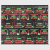 Happy Holidays Neon Sign On Brick Geschenkpapier (Flach)