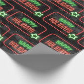 Happy Holidays Neon Sign On Brick Geschenkpapier (Ecke)