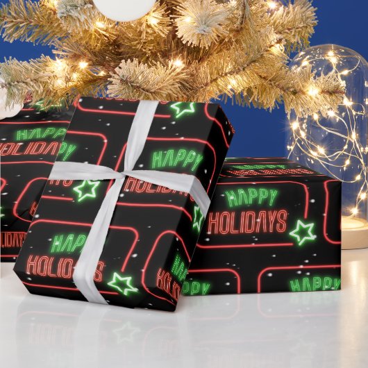 Happy Holidays Neon Sign Schneeflocken Geschenkpapier (Feiertage)