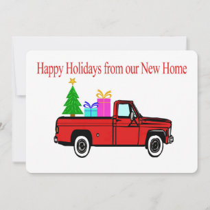 Happy Holidays Neue Zuhause Auto und Baum Feiertagskarte